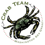 Logo of a green crab encircled by the text"Crab Team" and "Washington Sea Grant"