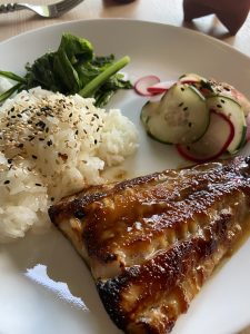 Miso black cod with vegetable sides