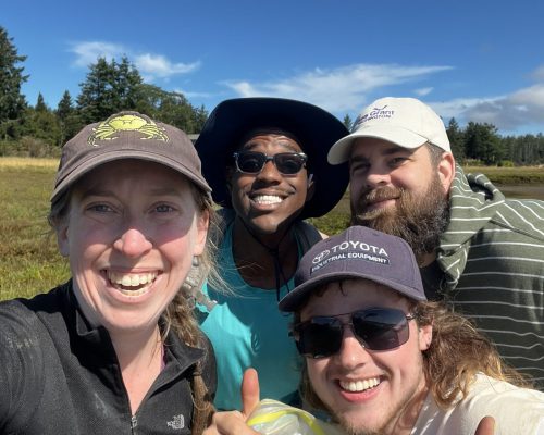 "Last Trap Energy" after retrieving 200 traps in Willapa Bay for a cross-bay sampling effort in August. Trapping help from Diandre Richie, Vaughn Wilson, and Kevin Decker. Photo: E. Grason/WSG "Last Trap Energy" after retrieving 200 traps in Willapa Bay for a cross-bay sampling effort in August. Trapping help from Diandre Richie, Vaughn Wilson, and Kevin Decker. Photo: E. Grason/WSG