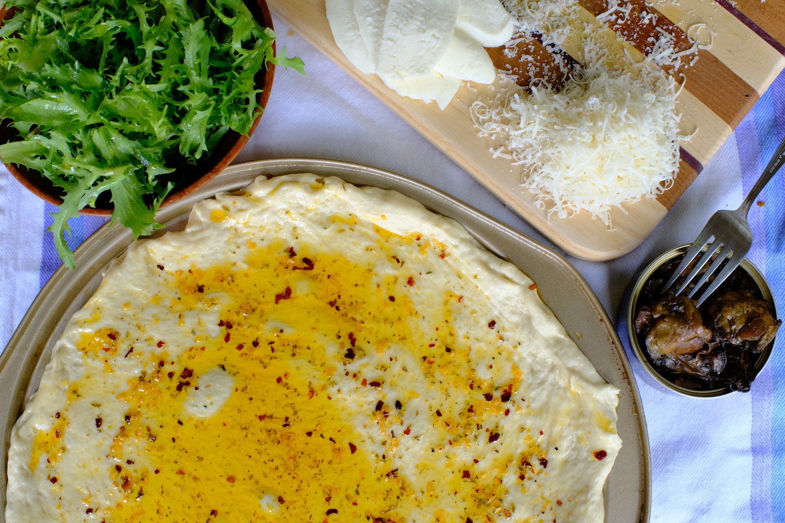 Local and Coastal GarlicChili Oil and Smoked Oyster Pizza